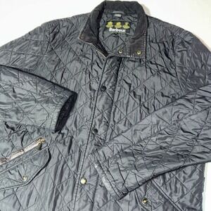 Barbour Chelsea Sportsquilt Men's L Jacket Quilted Black Corduroy Collar Coat